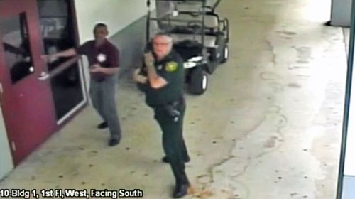CCTV images showed Scot Peterson during the high school shooting in Florida. (Photo: AP).