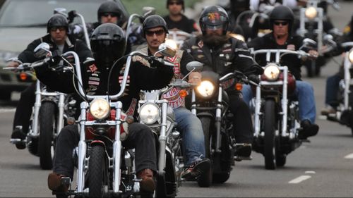 Members of the Hells Angels rode with the hearse that carried Zervas's body to the cemetery. (AAP)