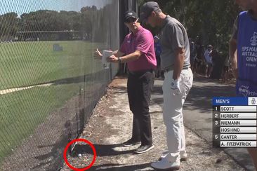 Adam Scott&#x27;s ball was determined to be out of bounds on the seventh hole.