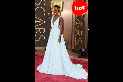 She may not be taking any risks in this pale blue number, but we think this Oscar nominee still looks stunning!