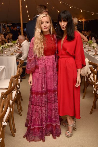 Kate Foley and Athena Calderone at the Net-a-porter x GOOD+ dinner at the Seinfeld's estate.