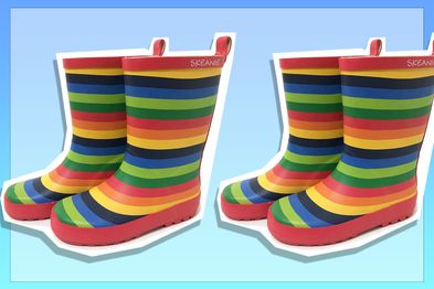 9PR: SKEANIE Kids Natural Rubber Gumboots, Rainbow Stripe