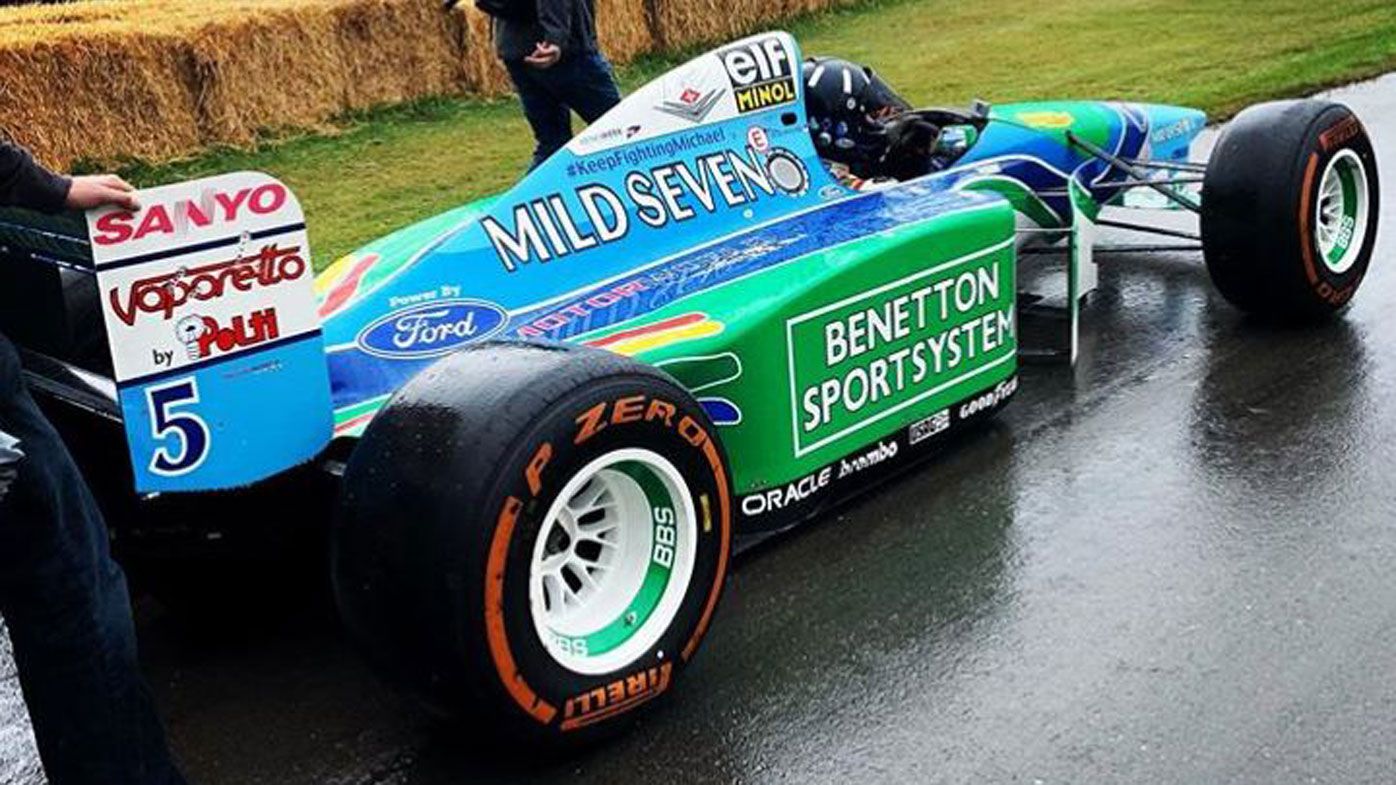 Damon Hill drives Michael Schumachers 1994 F1 world championship Benetton