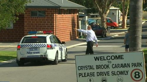 The murder was carried out at the Crystal Brook Caravan Park in Perth. Picture: 9NEWS