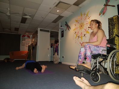 Trudy car accident recovery wheelchair yoga