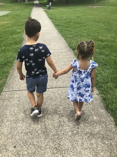 Children food allergies walking together