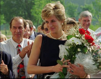 Princess Diana with flowers