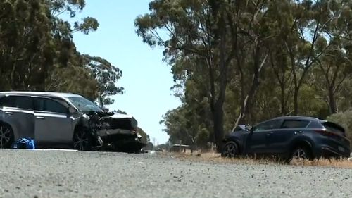 Emergency services were called to the Western Highway, Laharum which is 300km north-west of Melbourne, about 10.15am where two cars had collided near Dadswells Bridge-Wonwondah Road.