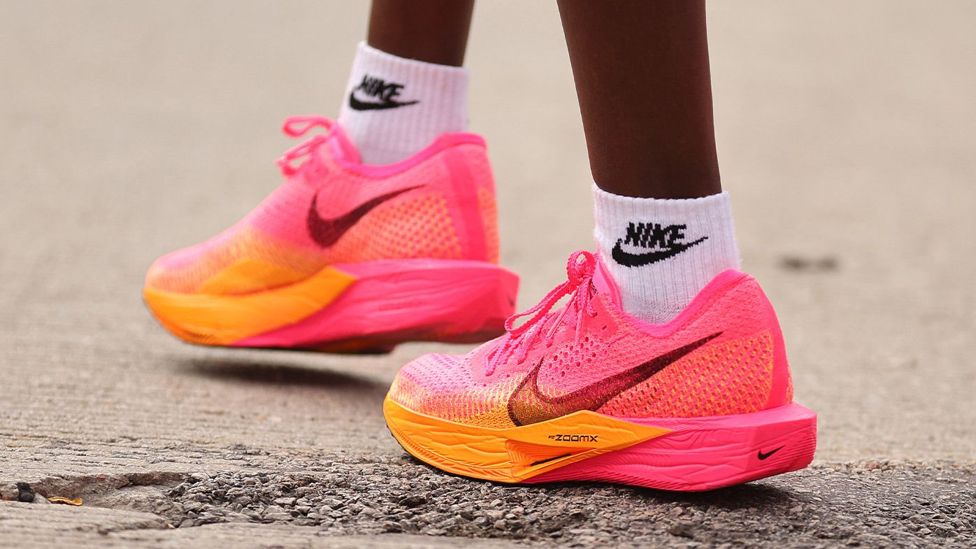 Kenya&#x27;s Ruth Chepngetich sporting a Nike super shoe in Chicago in September.