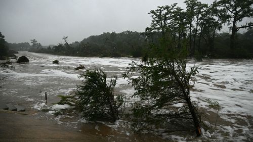  Flash flooding is seen at the Guadalupe River in Kerrville, Texas, on July 5.