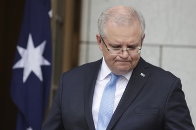 Australian Prime Minister Scott Morrison addresses the media during a press conference on COVID-19 coronavirus at Parliament House. Picture: Alex Ellinghausen