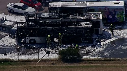 The buses were destroyed in the fire. (9NEWS)