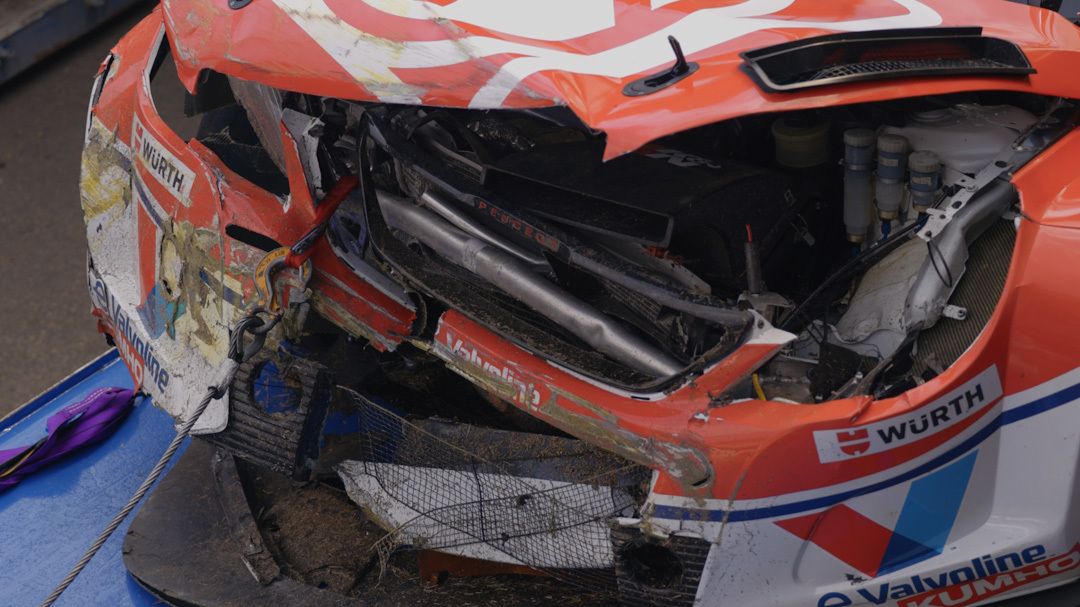 Kody Garland&#x27;s wrecked Peugeot 308.