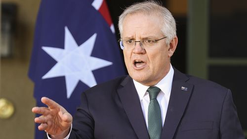 Prime Minister Scott Morrison addresses the media during a press conference at The Lodge in Canberra on Wednesday 21 July 2021  Photo: Alex Ellinghausen