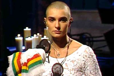 <B>The scandal:</B> In 1992, shaven-headed Irish siren Sinead O'Connor ended a performance on <I>SNL</I> by tearing up a photo of Pope John Paul II, then sang the word "evil" before urging people to "fight the real enemy."<br/><br/><B>OMG factor:</B> Heads exploded. As a general rule, people don't give prominent religious leaders that kind of sass on live television. Catholics around the world revolted, though O'Connor has not mellowed since.