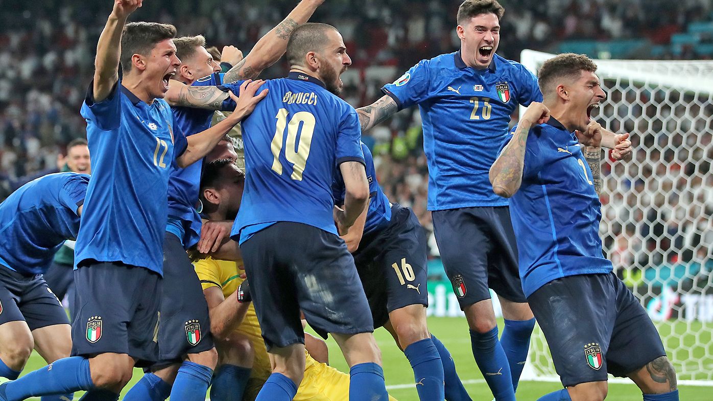 Italy celebrate defeating England