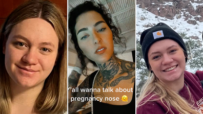 spliced image of women sharing their experiences of pregnancy nose