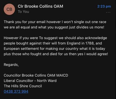 Another response from Councillor Collins.