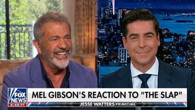 Mel Gibson interview with Jesse Watters awkwardly cut off by minder.