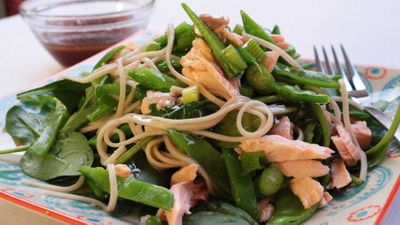 Recipe: <a href="http://kitchen.nine.com.au/2018/01/30/11/17/salmon-and-soba-noodle-salad" target="_top" draggable="false"><strong>Salmon and soba noodle salad</strong></a>