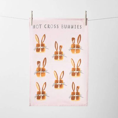 Hot Cross Bunnies Tea Towel: $9.99