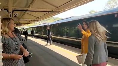 Catherine, Princess of Wales catching train