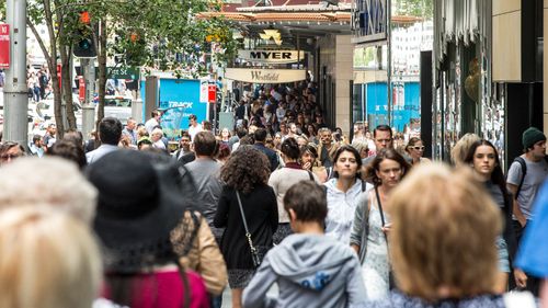 Market Street in Sydney full of shoppers