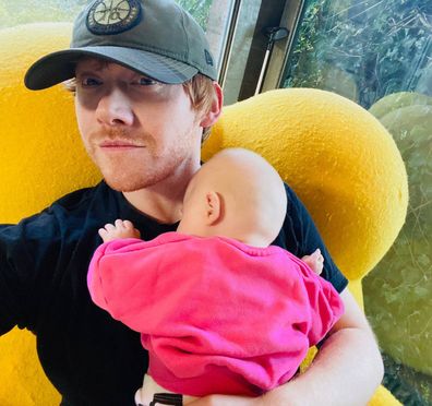 Rupert Grint with his newborn daughter in 2020