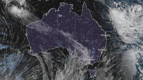 Satellite imaging shows the  cold front is currently swirling in the Great Australian Bight. 