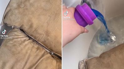 Woman strip washes husband's pillows on TikTok