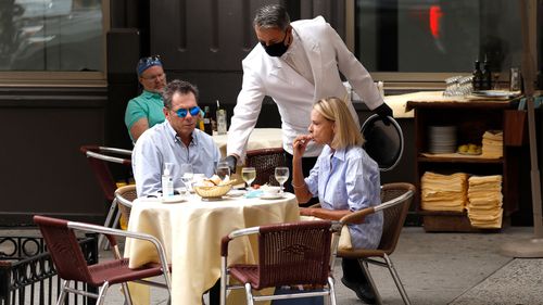 An outdoor restaurant in New York City in September 2020