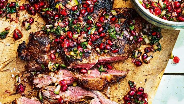 Butterflied leg of lamb with pomegranate salsa by Sabrina Ghayour
