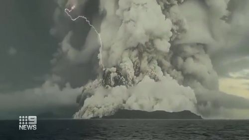 A volcanic eruption has triggered tsunami warnings and evacuations around the Pacific Ocean.