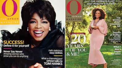 O The Oprah Magazine September 2001 issue and April 2020 cover