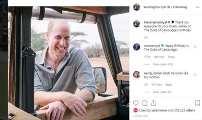 For William's 37th they chose instead to wish him a Happy Birthday in the comments section.