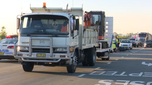 The bike and truck collided at 6.30am. (9NEWS)