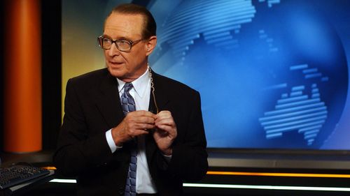 At the anchor desk: Brian Henderson hosted the Sydney weeknight news for Nine from 1957 until his retirement in 2002.