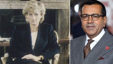 Princess Diana in the Panorama interview (left), Martin Bashir in November 2019 (right)