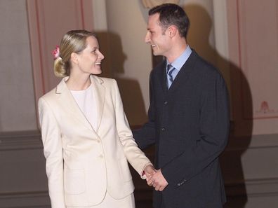 Prince Haakon and Princess Mette-Marit announce their engagement, January 2000.