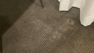 The floor was covered with an unknown white powder.