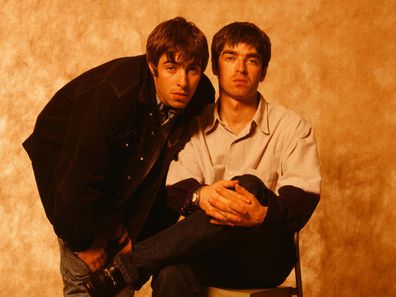 Liam Gallagher and Noel Gallagher of Oasis at a photoshoot in Tokyo, September 1994
