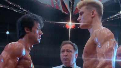 Sylvester Stallone and Dolph Lundgren star in Rocky IV.