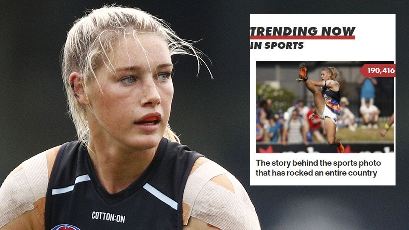 Tayla Harris AFLW picture furore makes headlines in US, UK, Canada