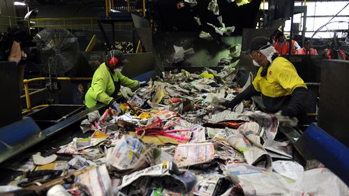 Council claims more than half the contents of yellow-top recycling bins are unable to be recycled. (AAP)