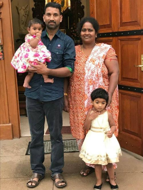 Priya, her husband Nadesalingam and their Australian-born children Kopika, 4, and Tharunicaa, 2.