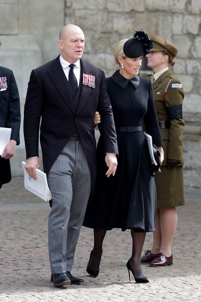 Mike Tindall and Zara Tindall depart Westminster Abbey during The State Funeral of Queen Elizabeth II