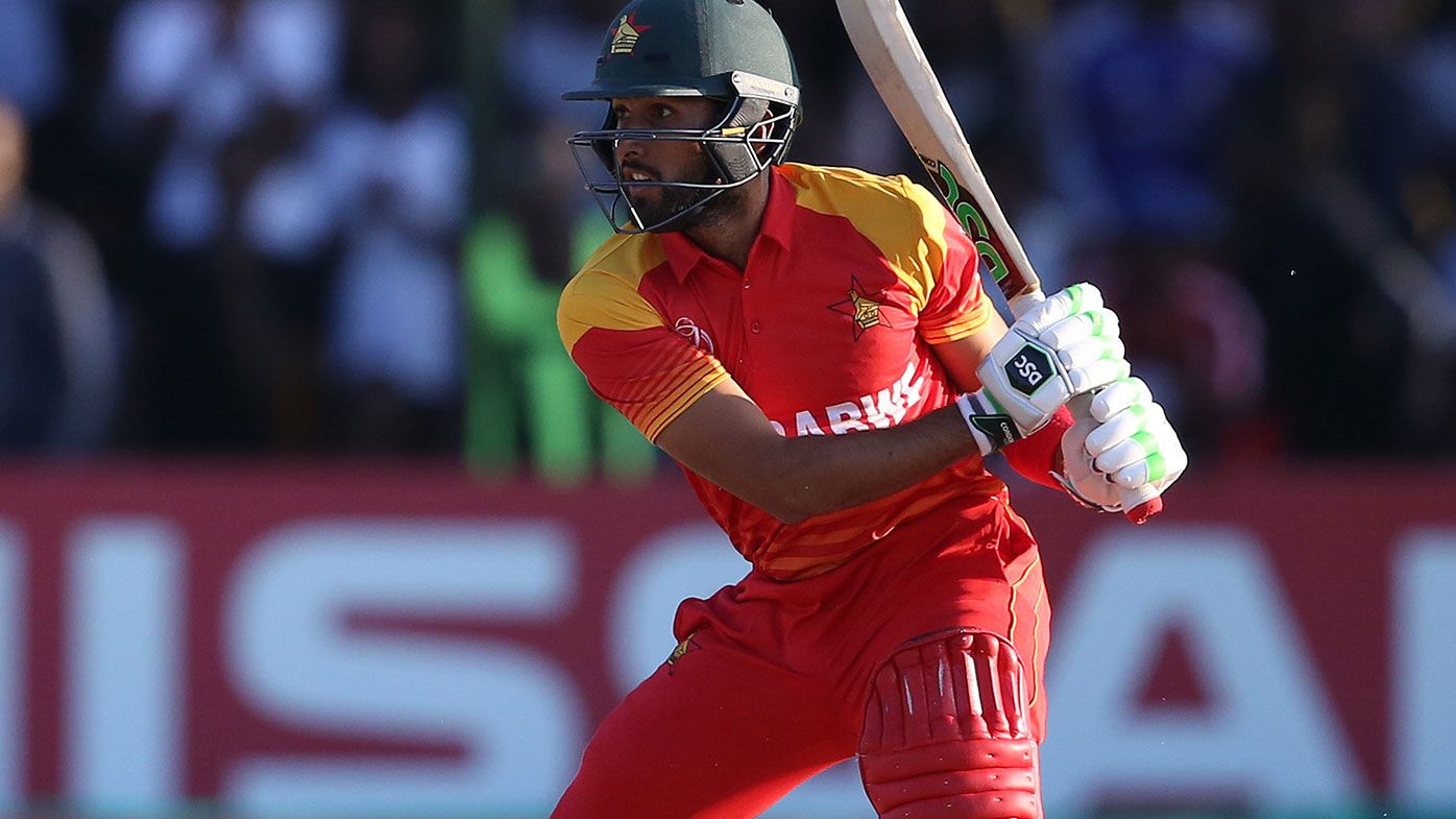 Zimbabwe's Sikander Razza batting during the World Cup qualifiers.