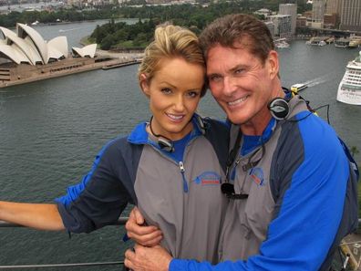 David Hasselhoff and wife Hayley Roberts climb Sydney Harbour Bridge