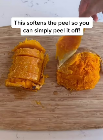 pumpkin peeling hack using oven Mama Mila