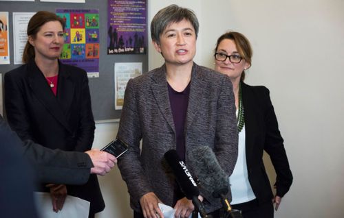 Penny Wong spoke yesterday in the Braddon electorate. Image: AAP